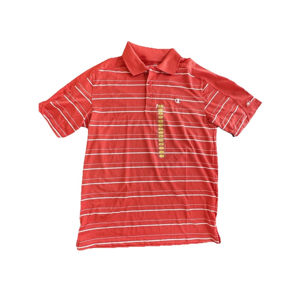 Champion Polo Shirt Mens S Duo Dry Red/White Striped Performance Golf Casual NWT